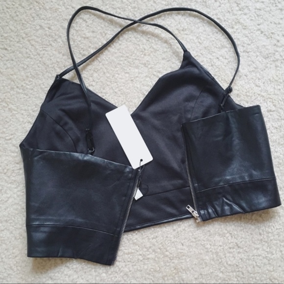 NWT Black Faux Leather bralette top - Picture 4 of 5